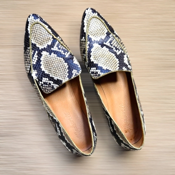 Madewell The Frances Skimmer in Snake Embossed Leather Loafers size 7 - Picture 7 of 10